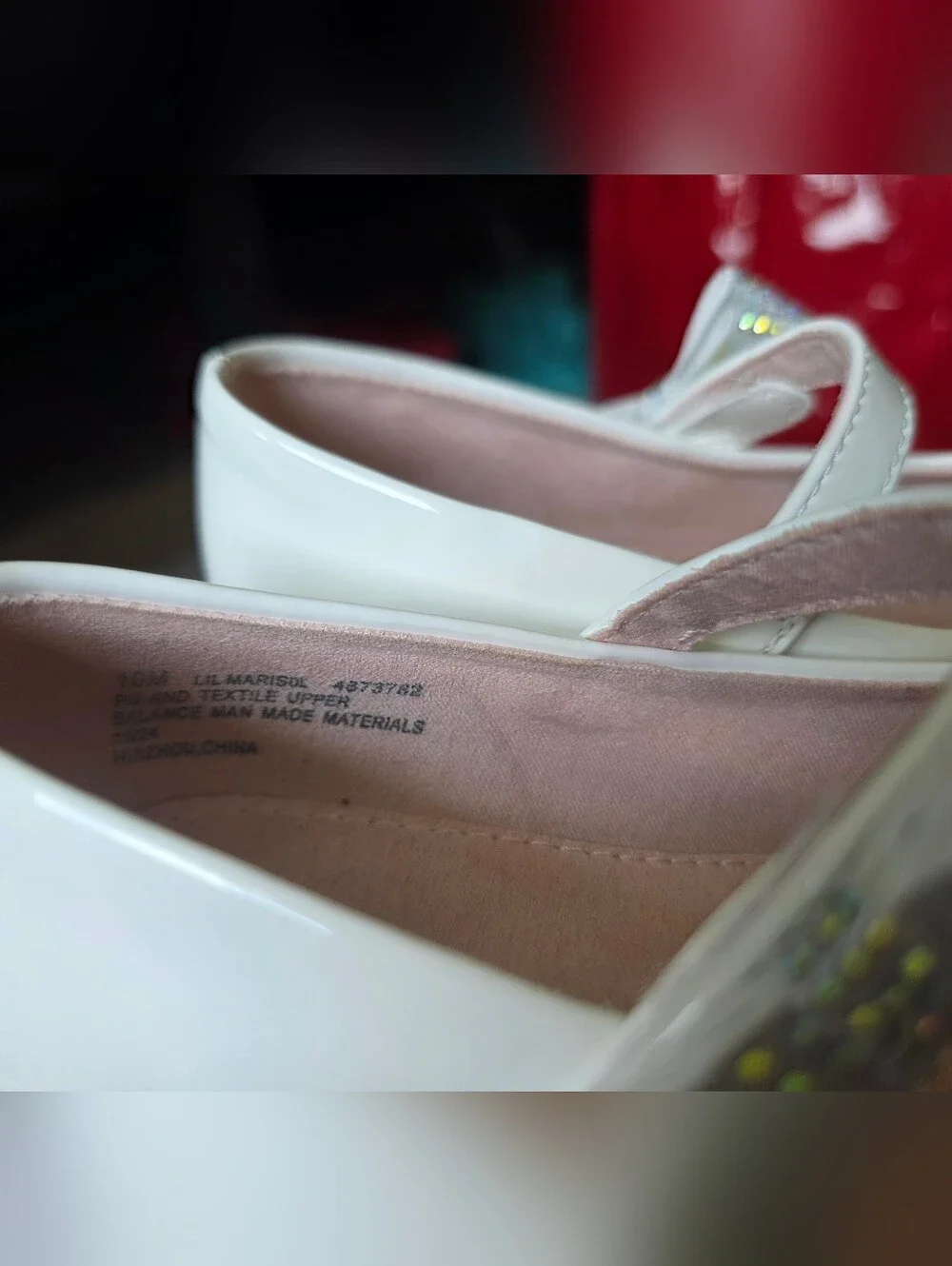 Kelly & Katie White Girls' Mary Jane Flat with Rhinestone Bow Accent